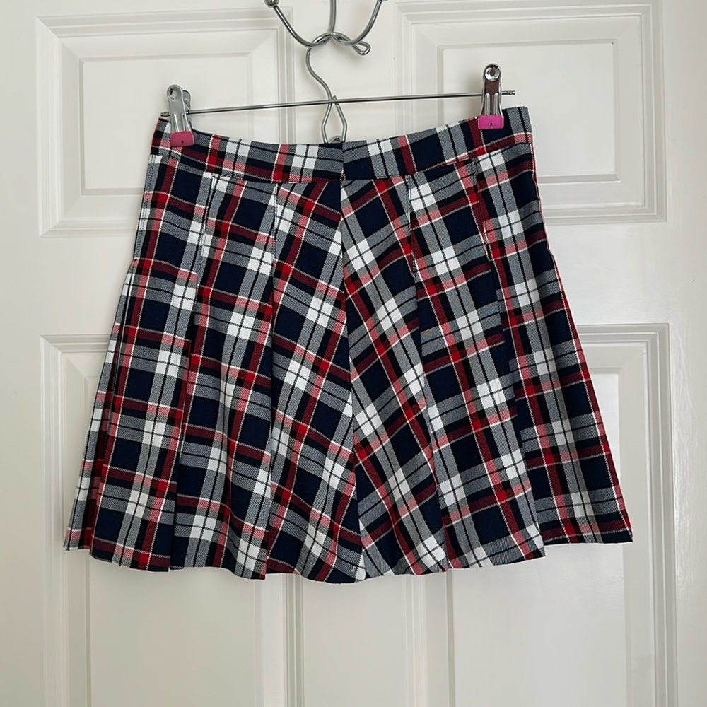 High Waisted Plaid Pleated Skirt